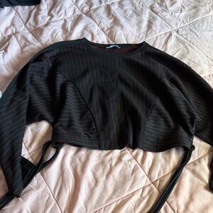 Zara Black and Red Striped Crop Top